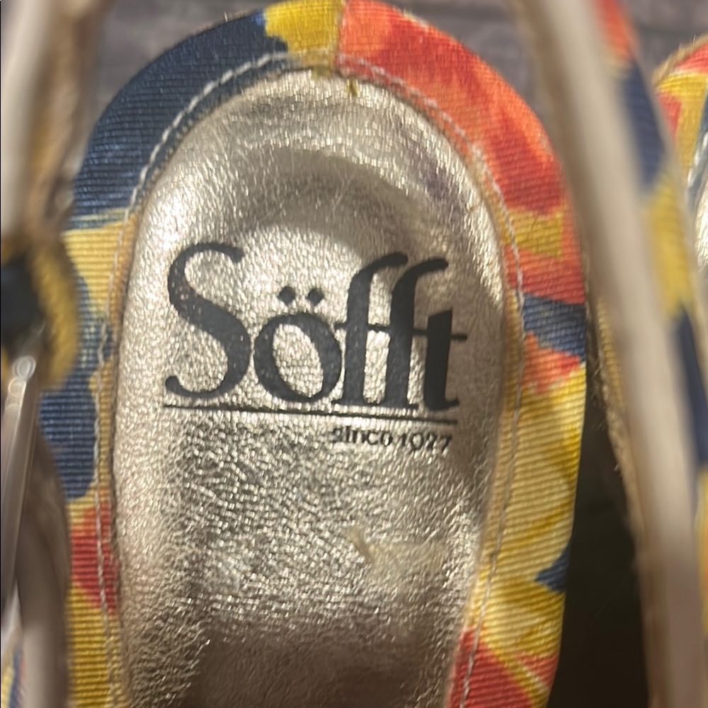 Sofft Yellow Wedge Sandals with Ankle Strap - Picture 2 of 6
